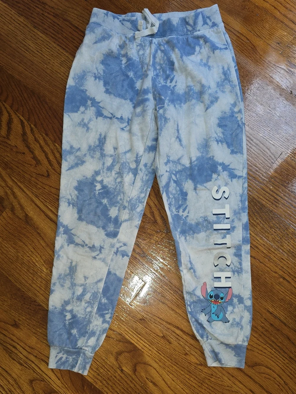 Disney Blue and White Tie-Dye Stitch Jogger Pants